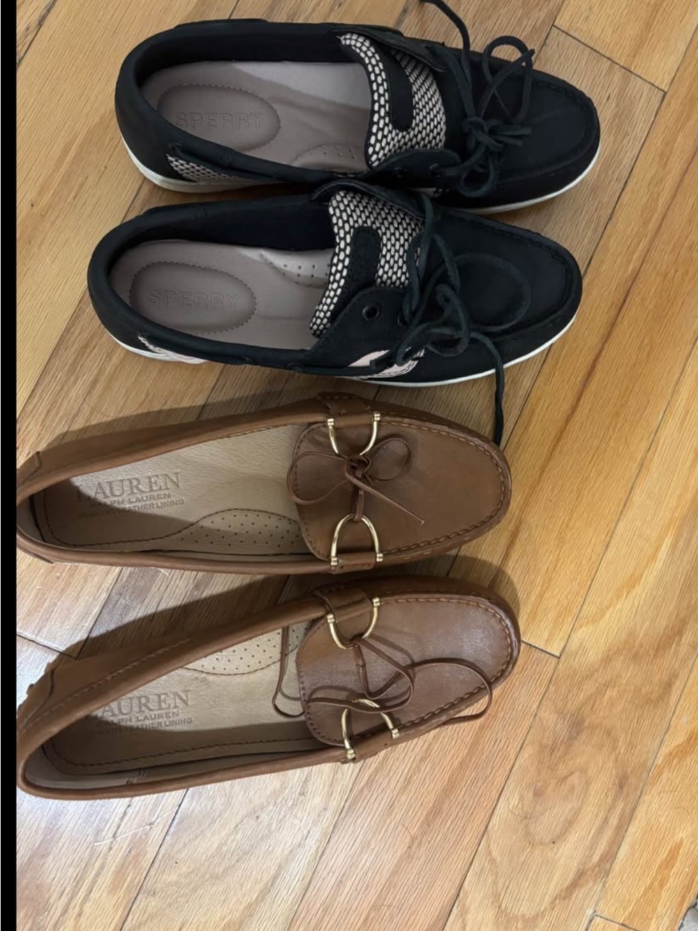 Sperry Black & White Mesh-Trim Boat Shoes